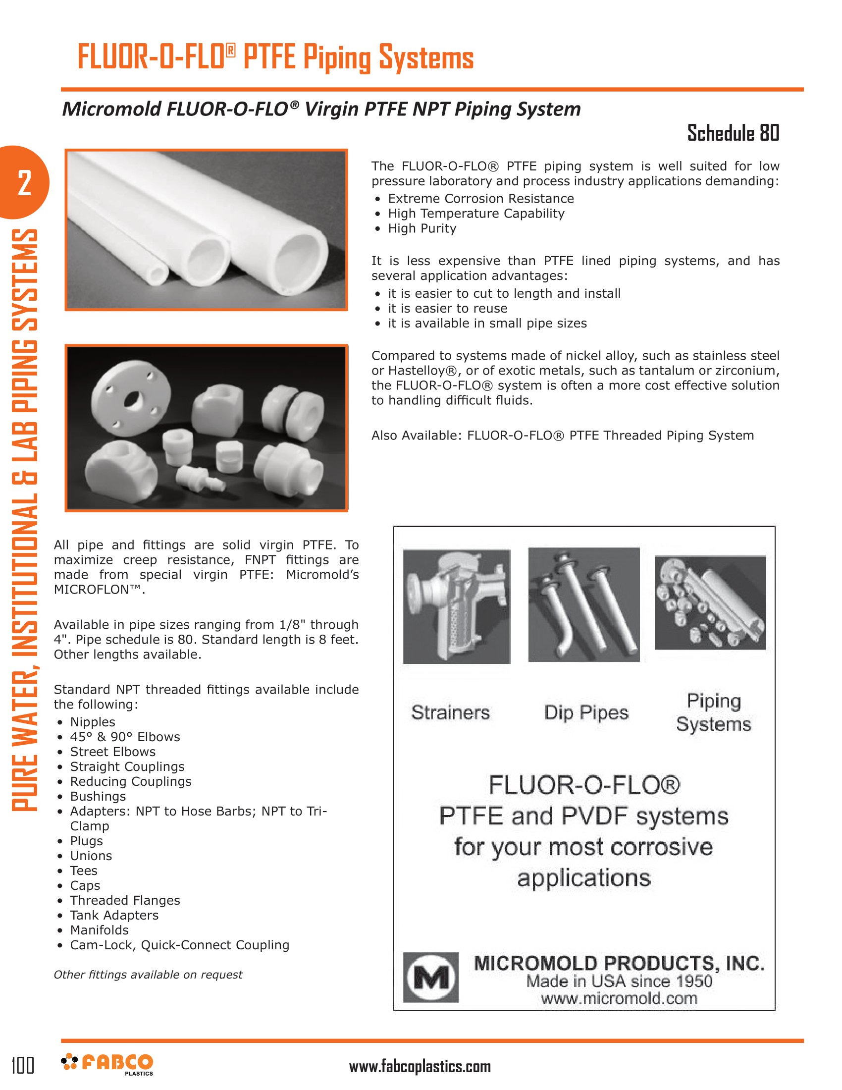 FLUOR-O-FLO® PTFE Piping Systems And Accessories